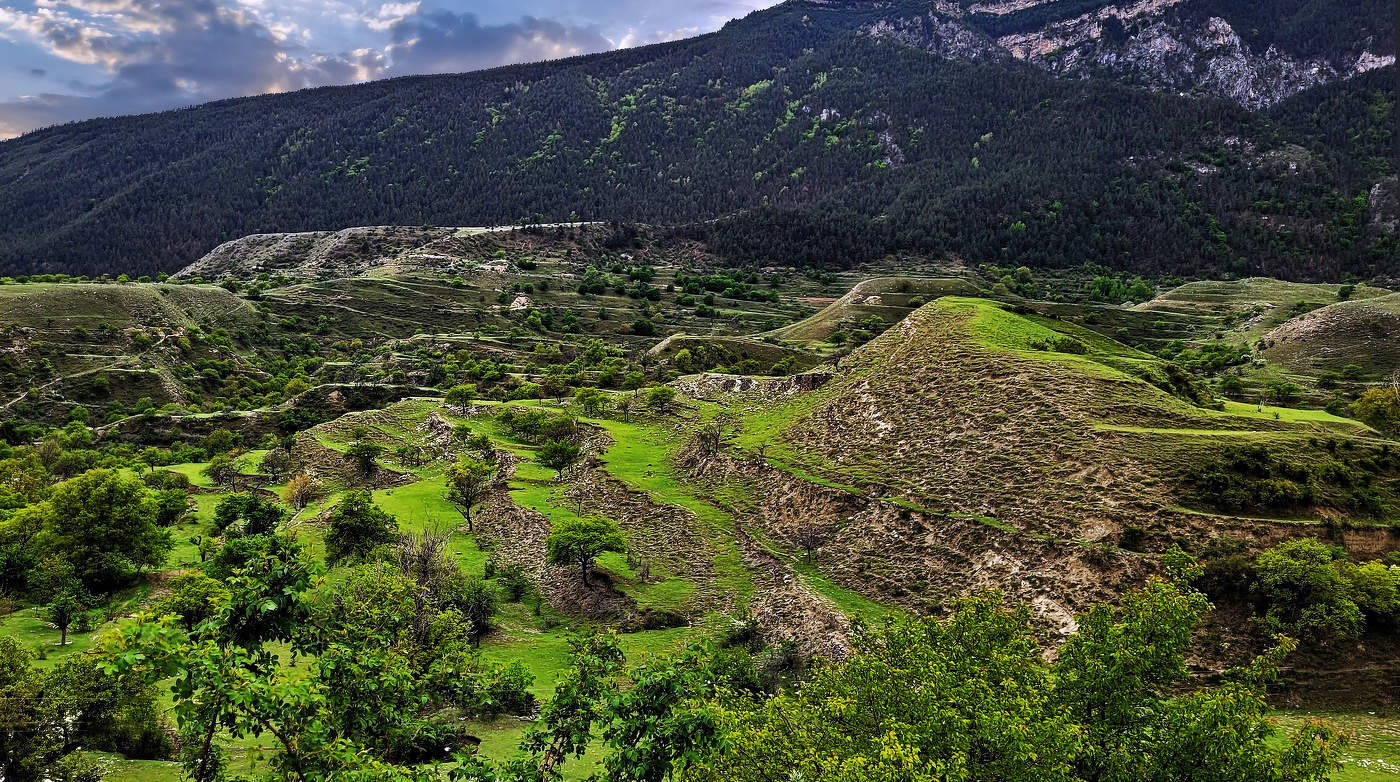 Террасы на горных склонах.