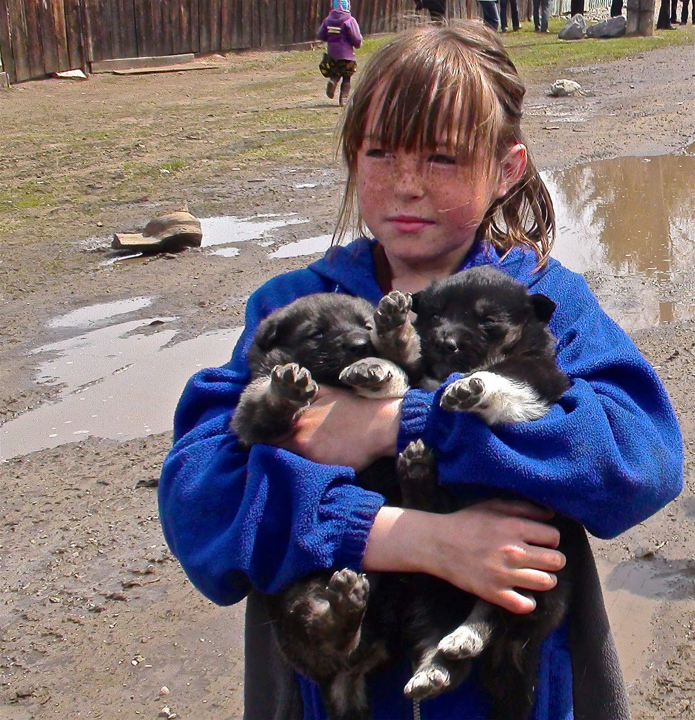Девочка с кутятами
