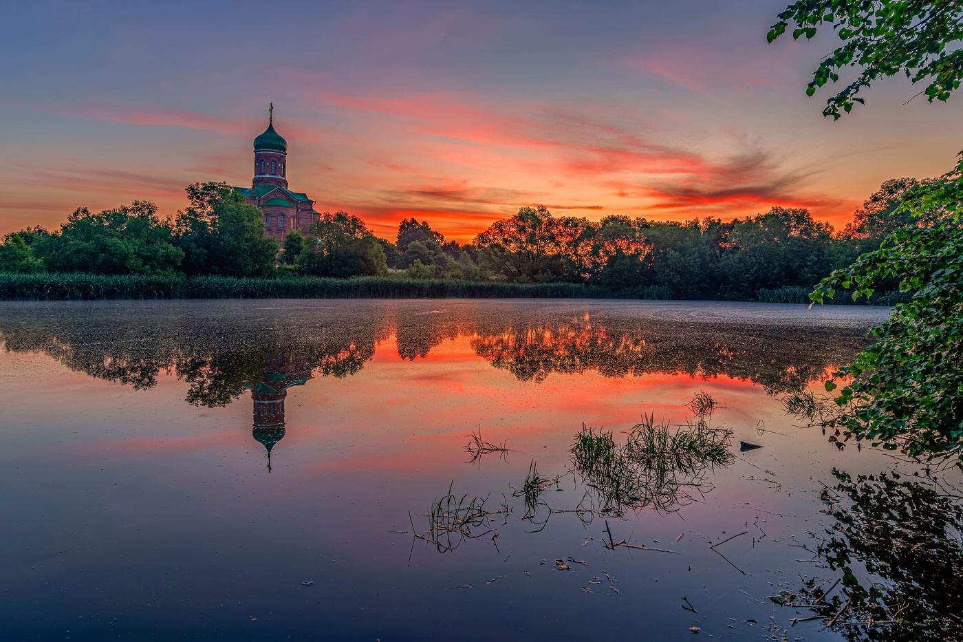 утро на сельском пруду