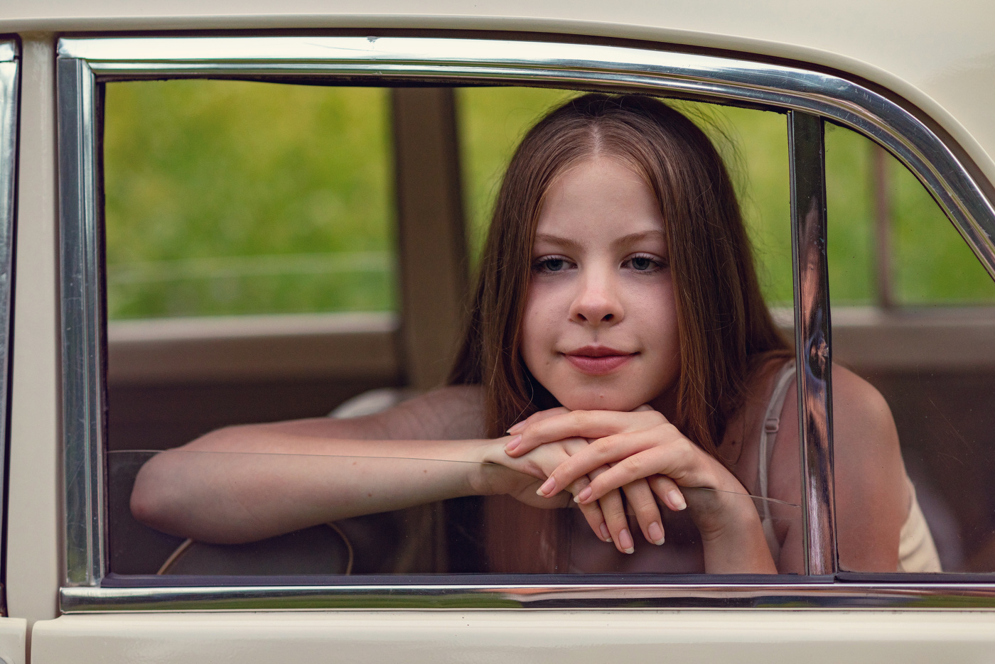 В окне автомобиля