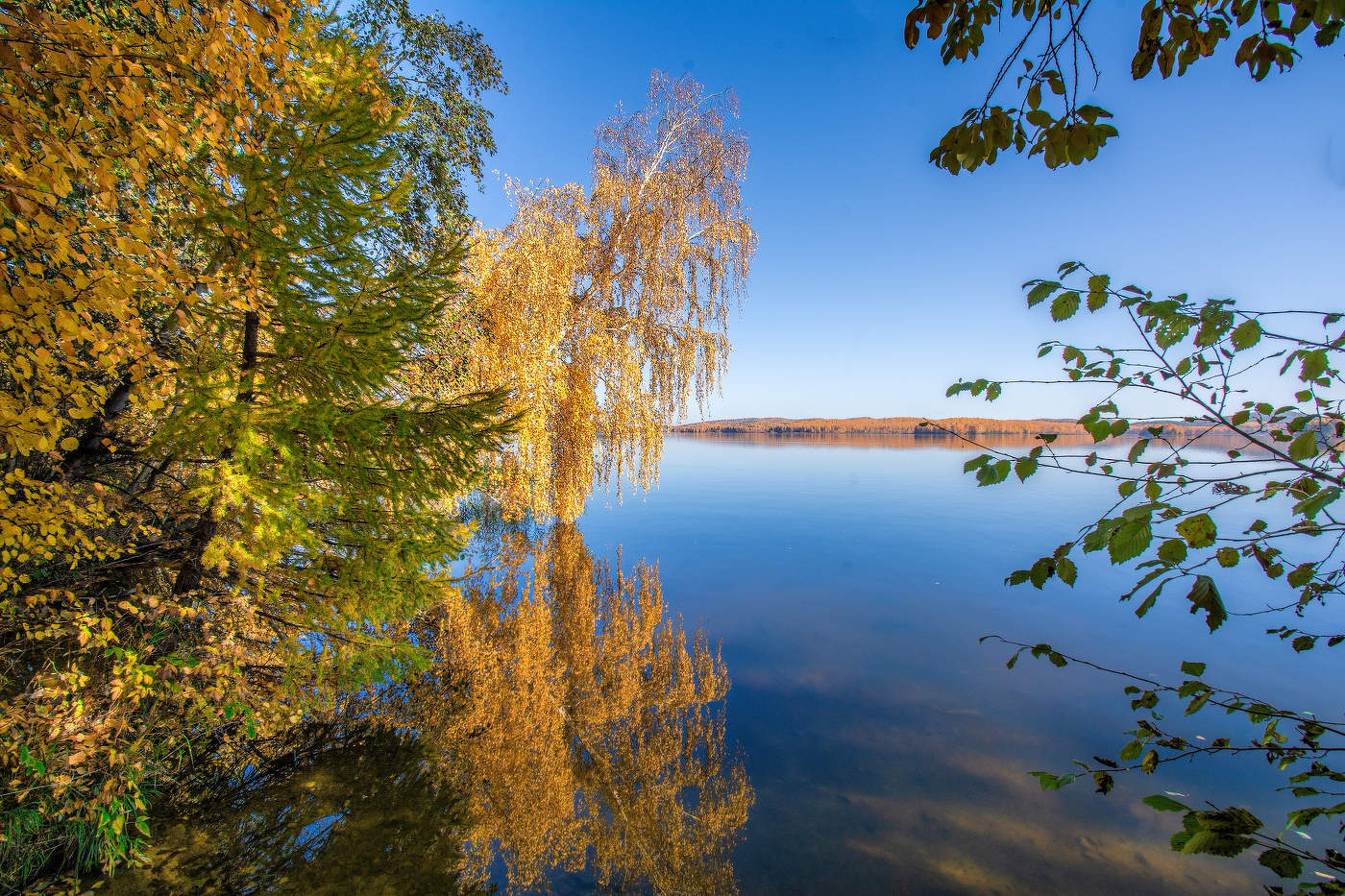 На озере осень