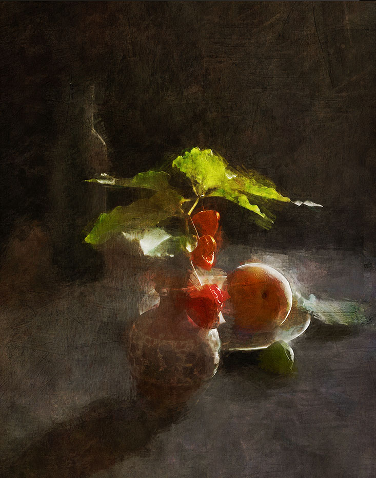 персик и физалис