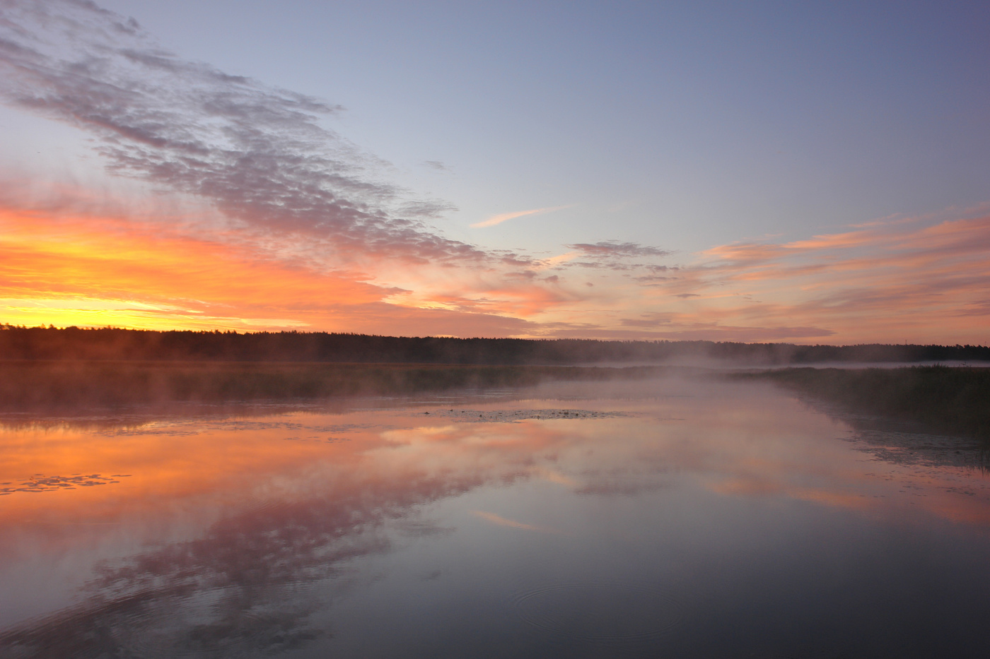 утро на озере