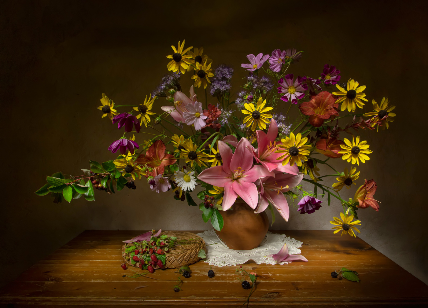 С лилиями...