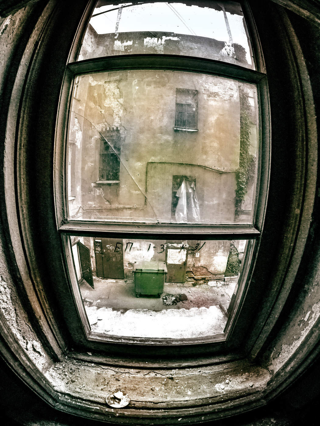 Окно с видом на зелёную мусорку