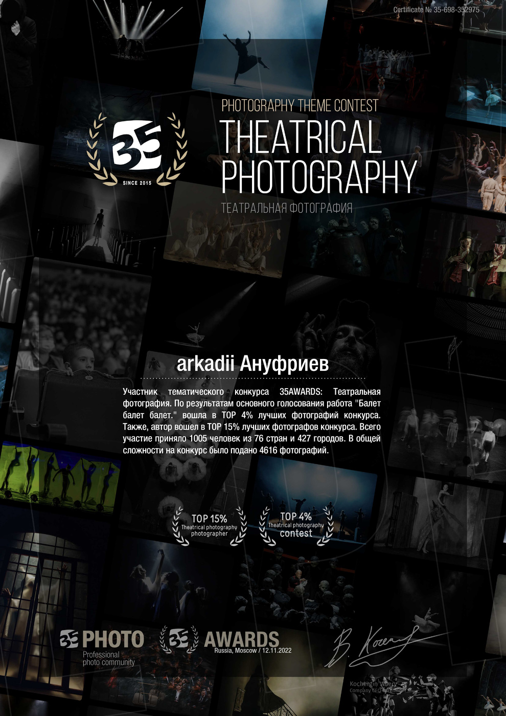 Конкурс, 35awards, театральная фотография, 2022