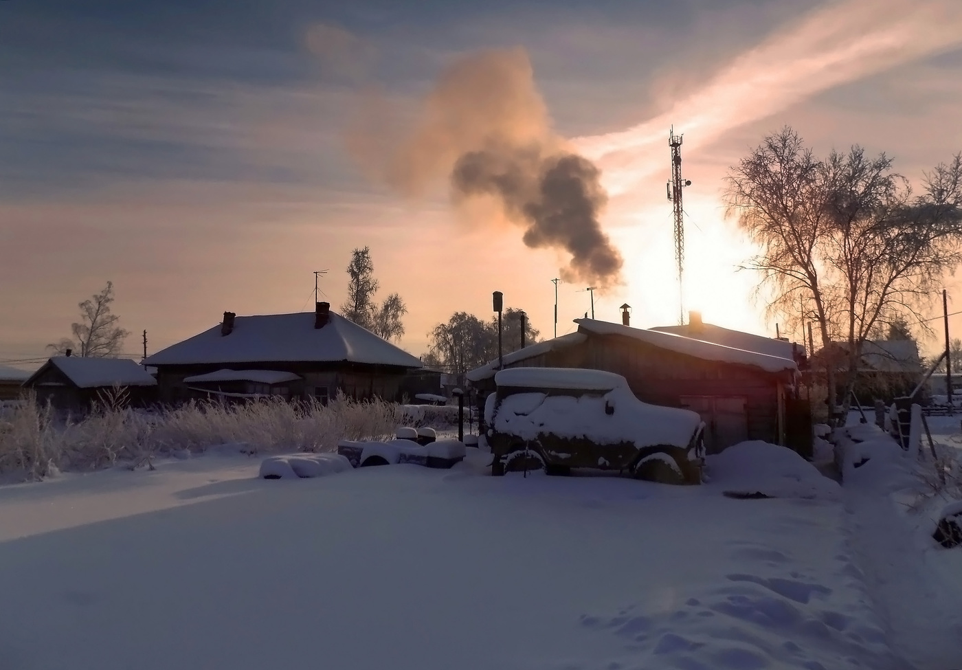 Зимний деревенский вечер