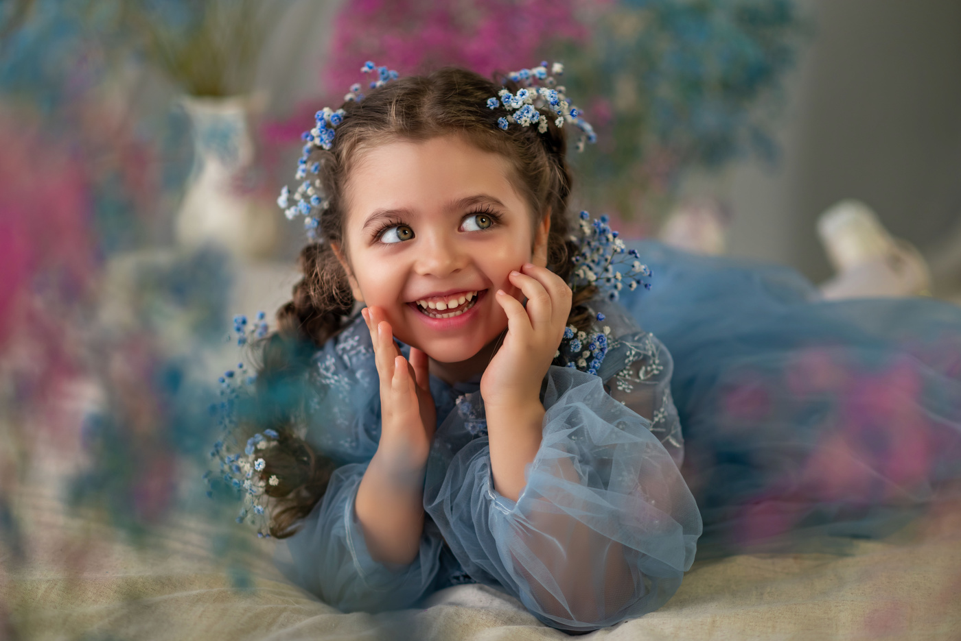 Розово-голубые гипсофилы