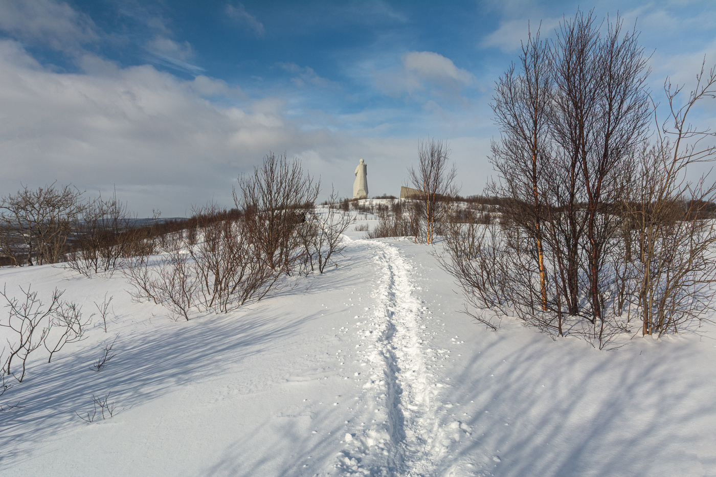 по свежему, чистому снегу
