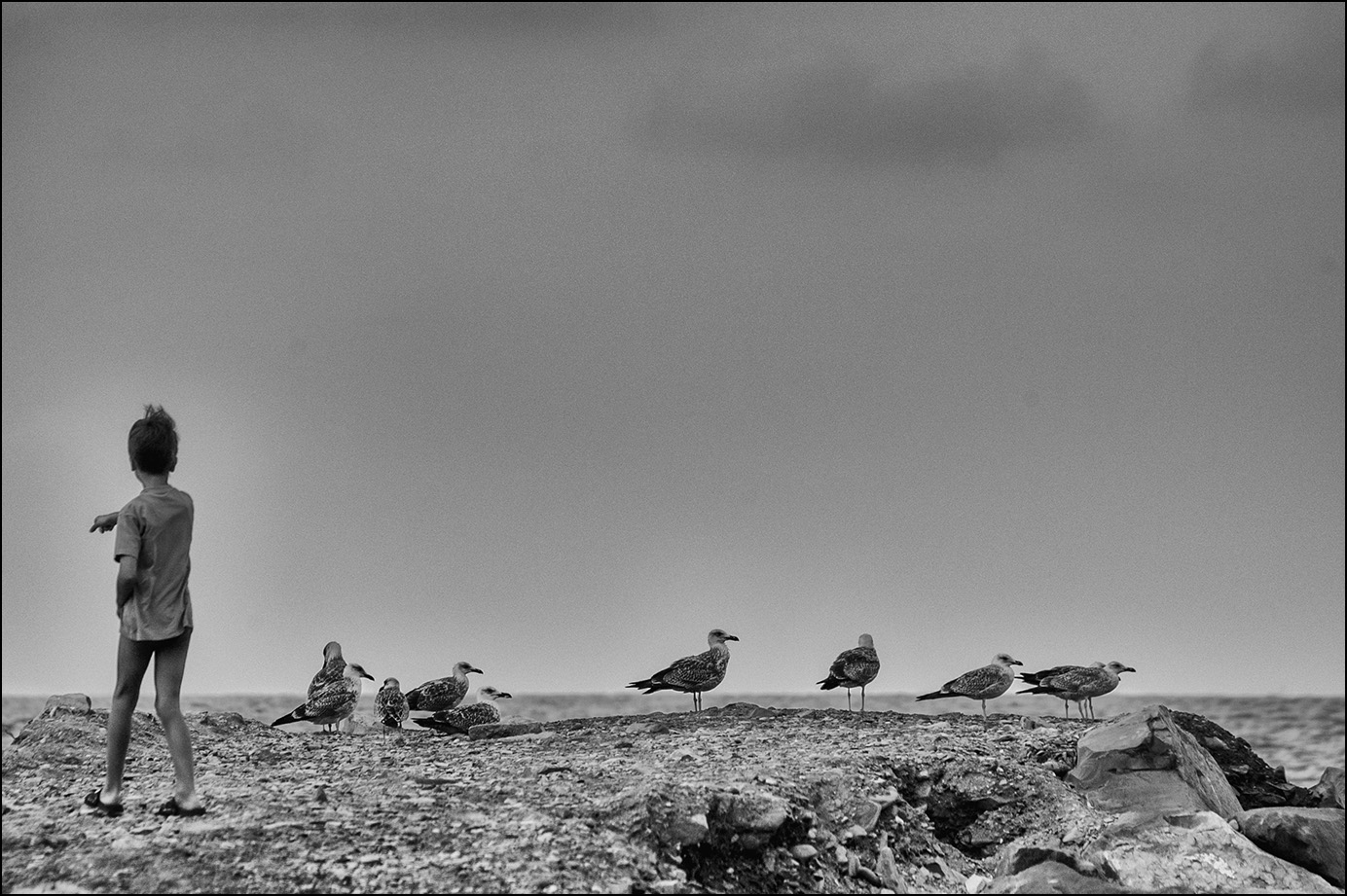 фото с мальчиком, указывающим направление