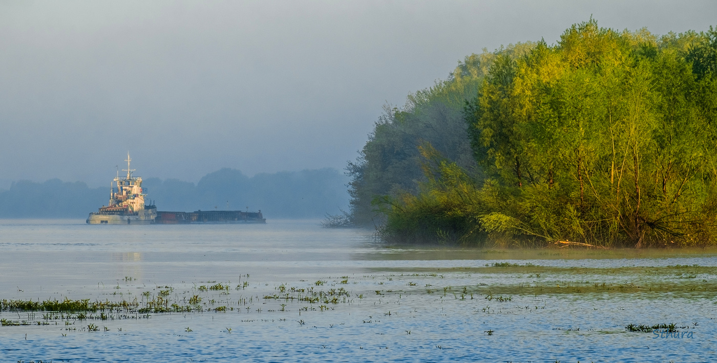 Буксир. Против течения.