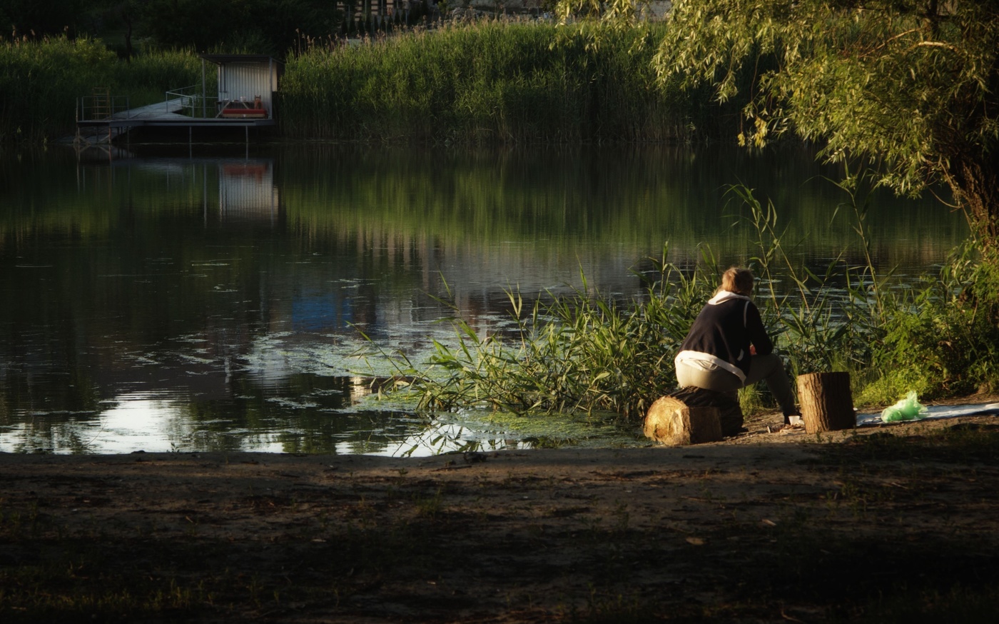 На правом берегу в тиши заката ...
