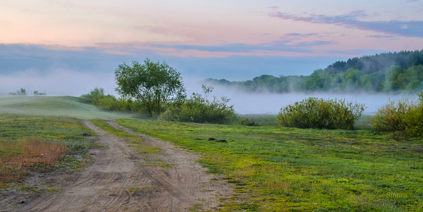 Туман на озере Исток.