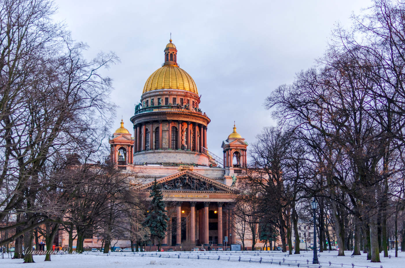 В лучах заката.