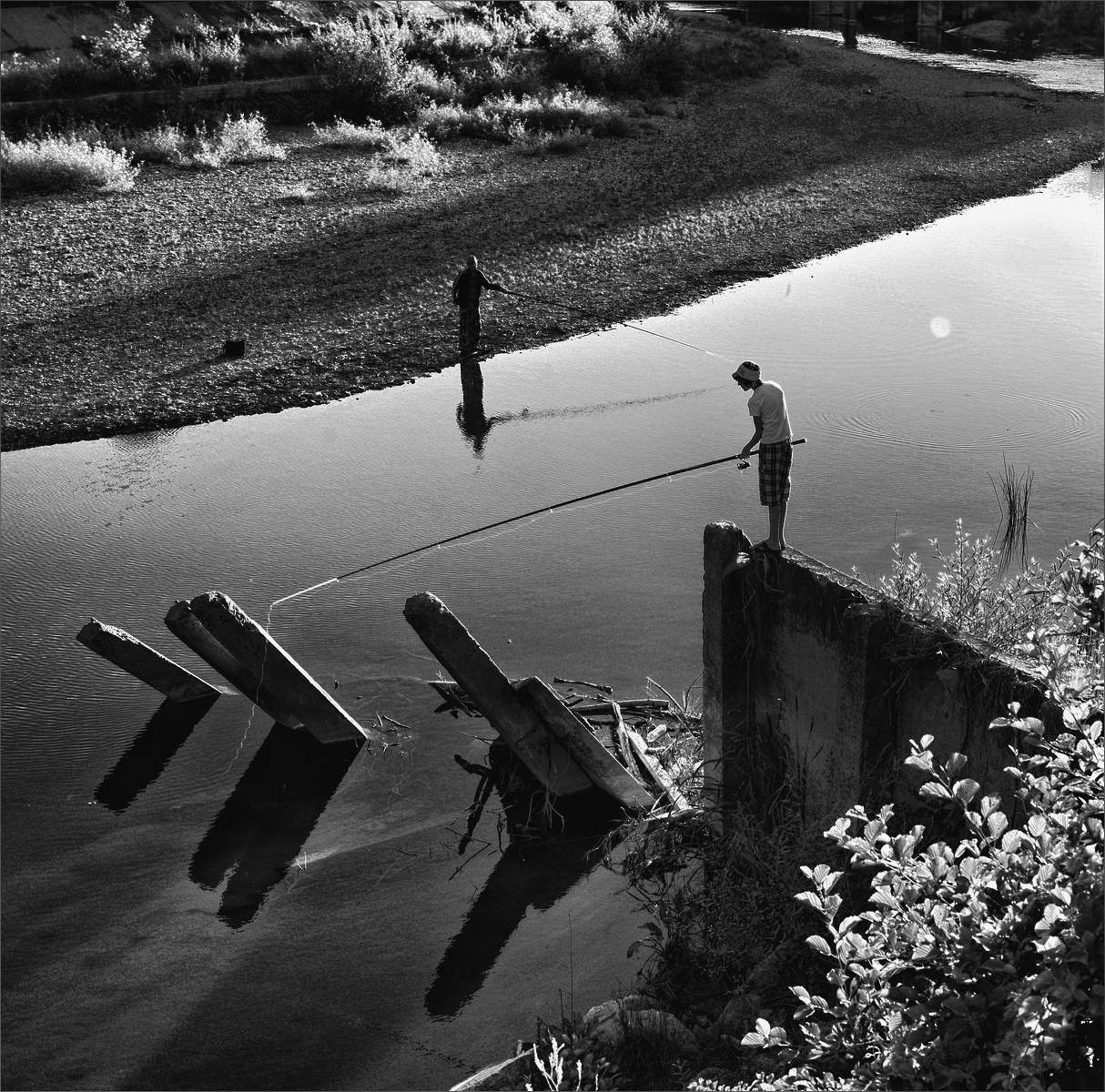 утром, на речке