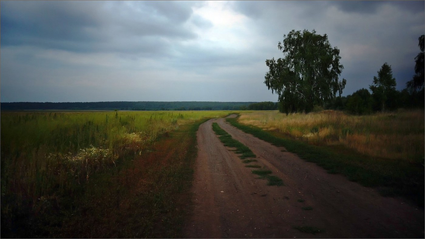 Дорогой проселочной вечером хмурым...