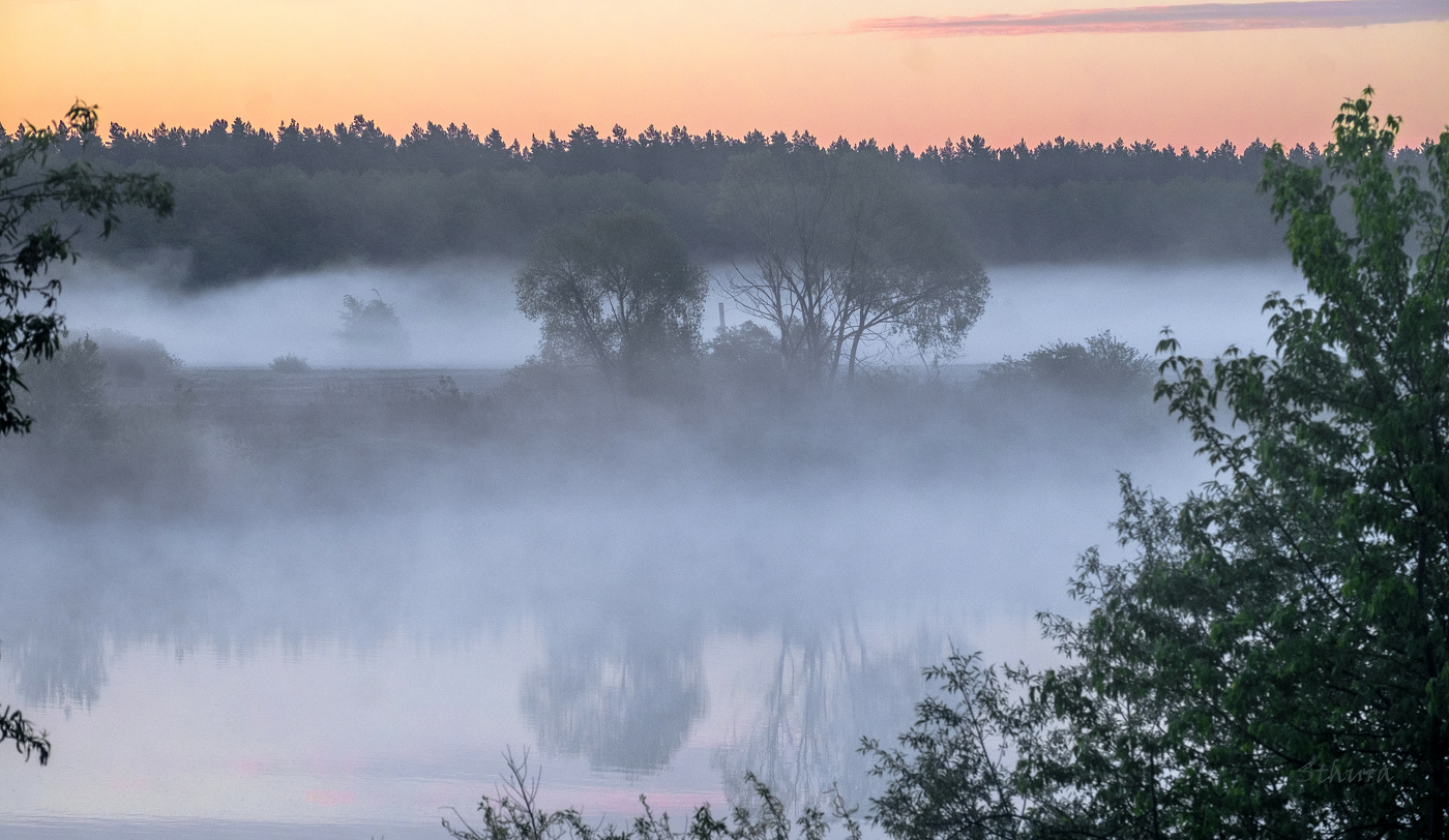 Туман на озере Исток.
