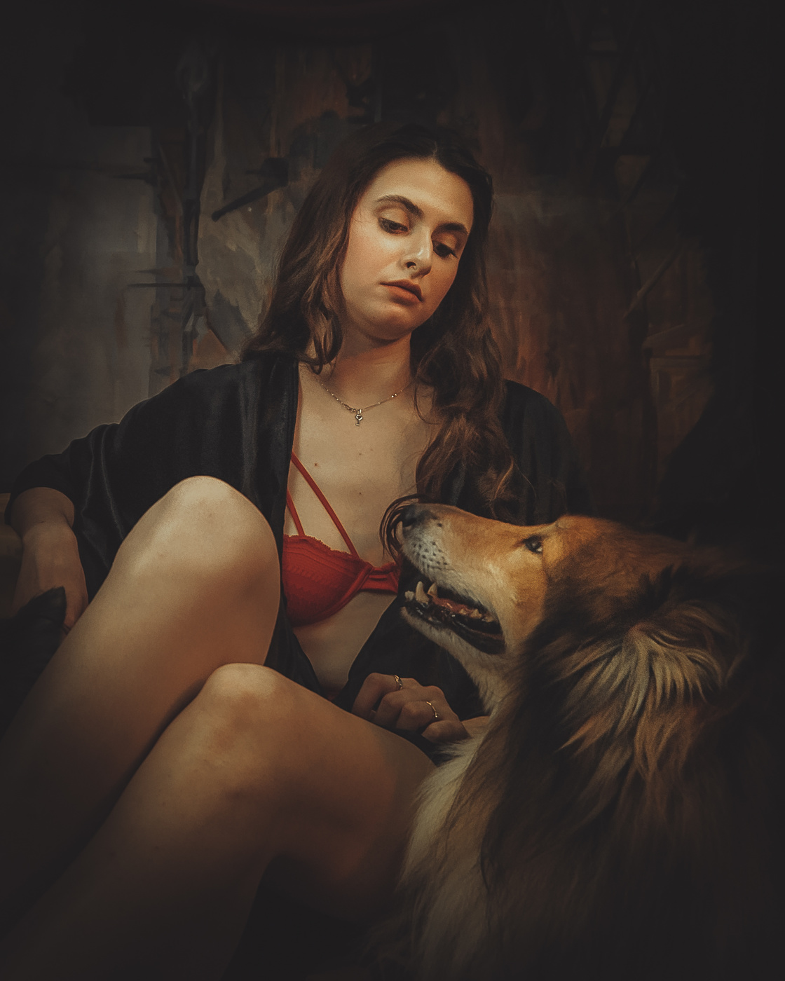 портрет с собакой