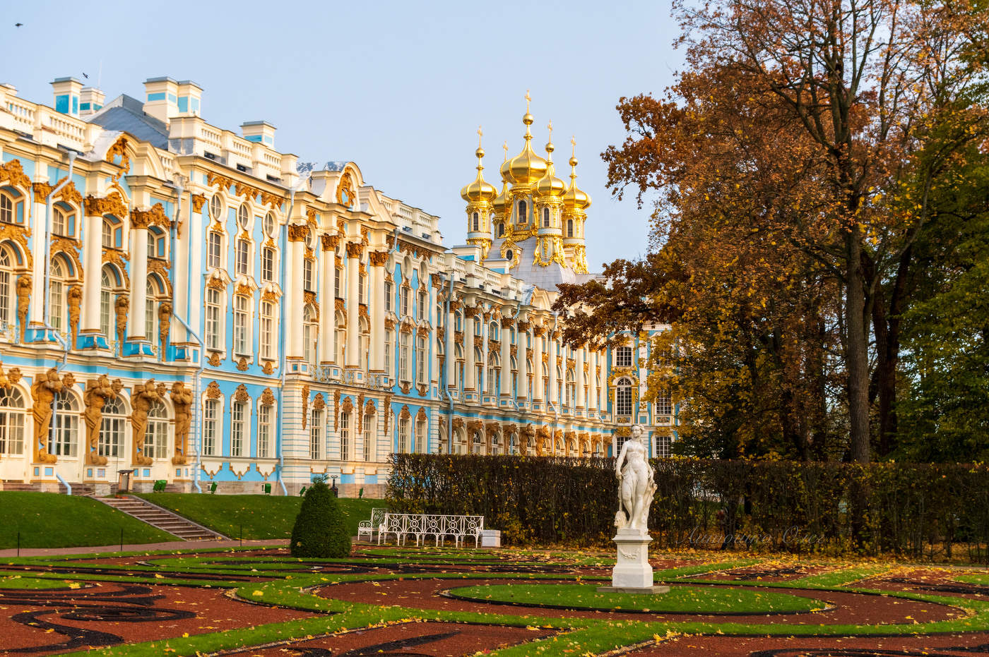 Розовое утро в Екатерининском парке.