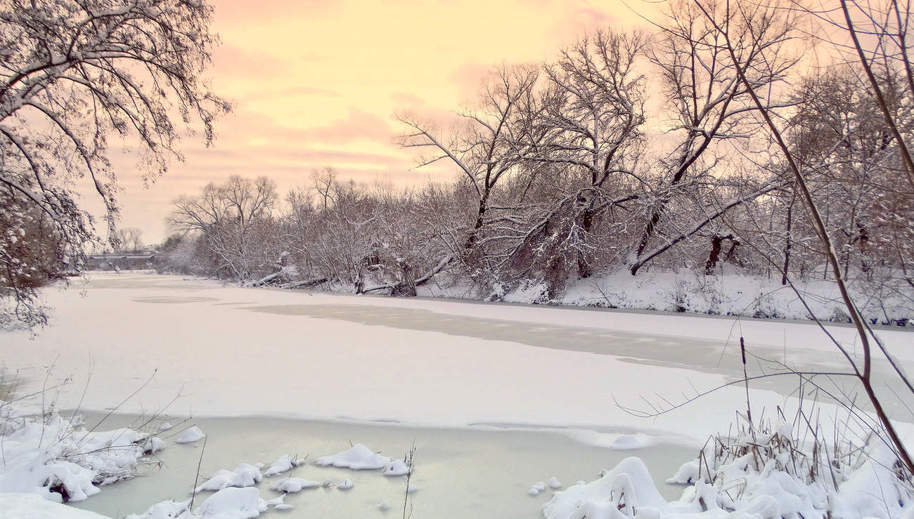 Розовеет зимнее утро