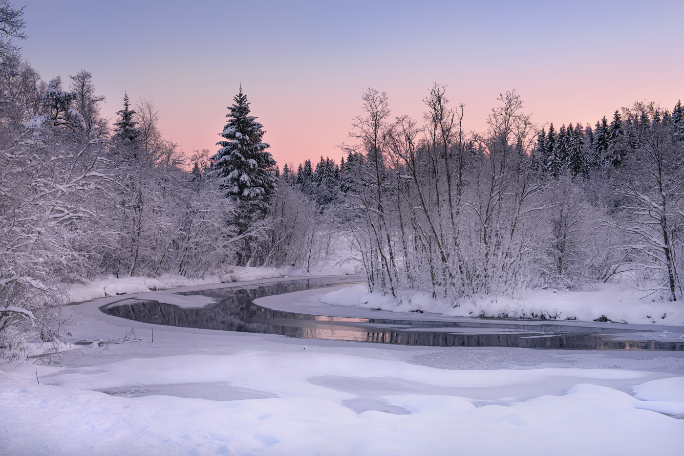 Первый вечер января. Река Оредеж