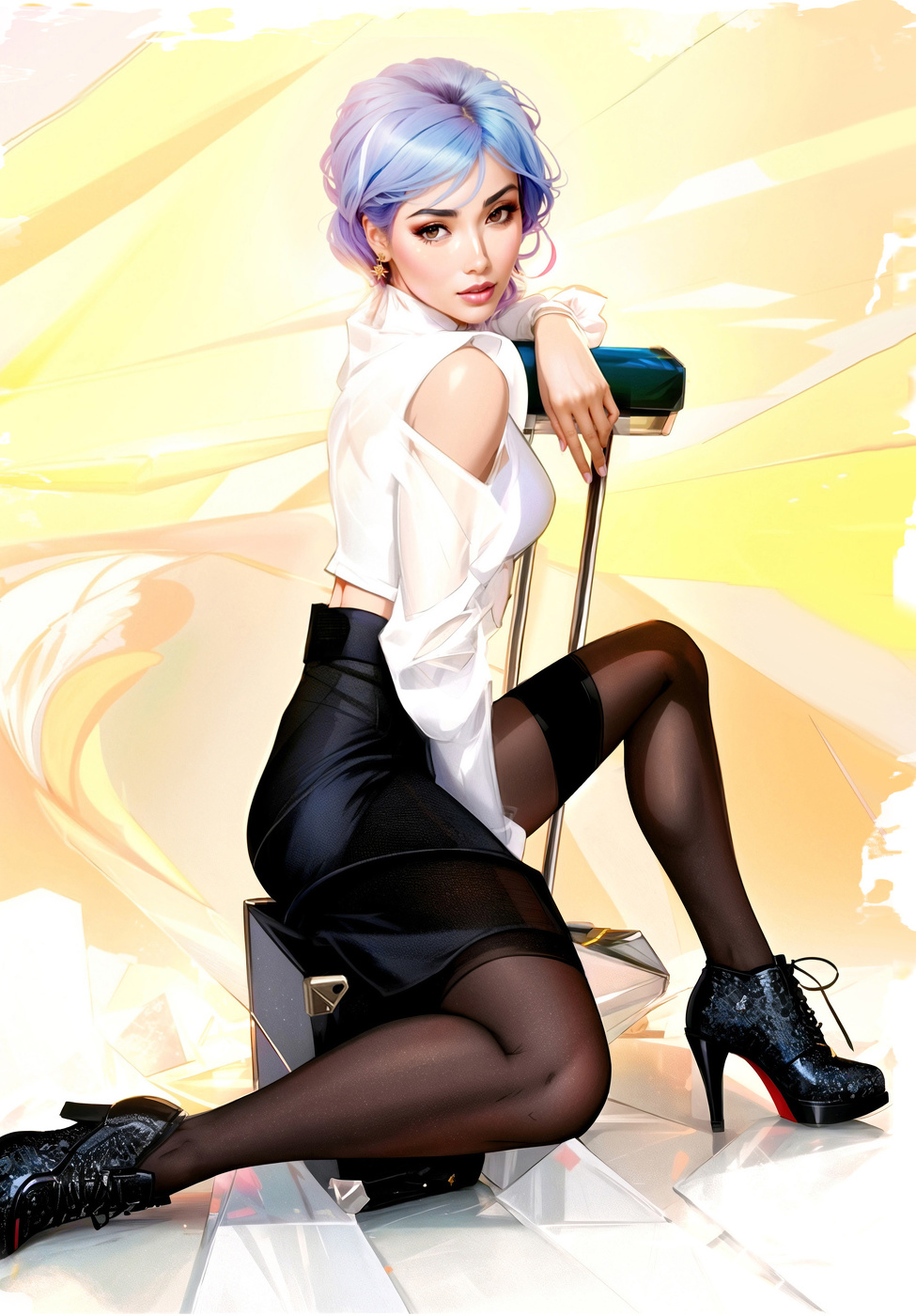 Студийный портрет с барным стулом