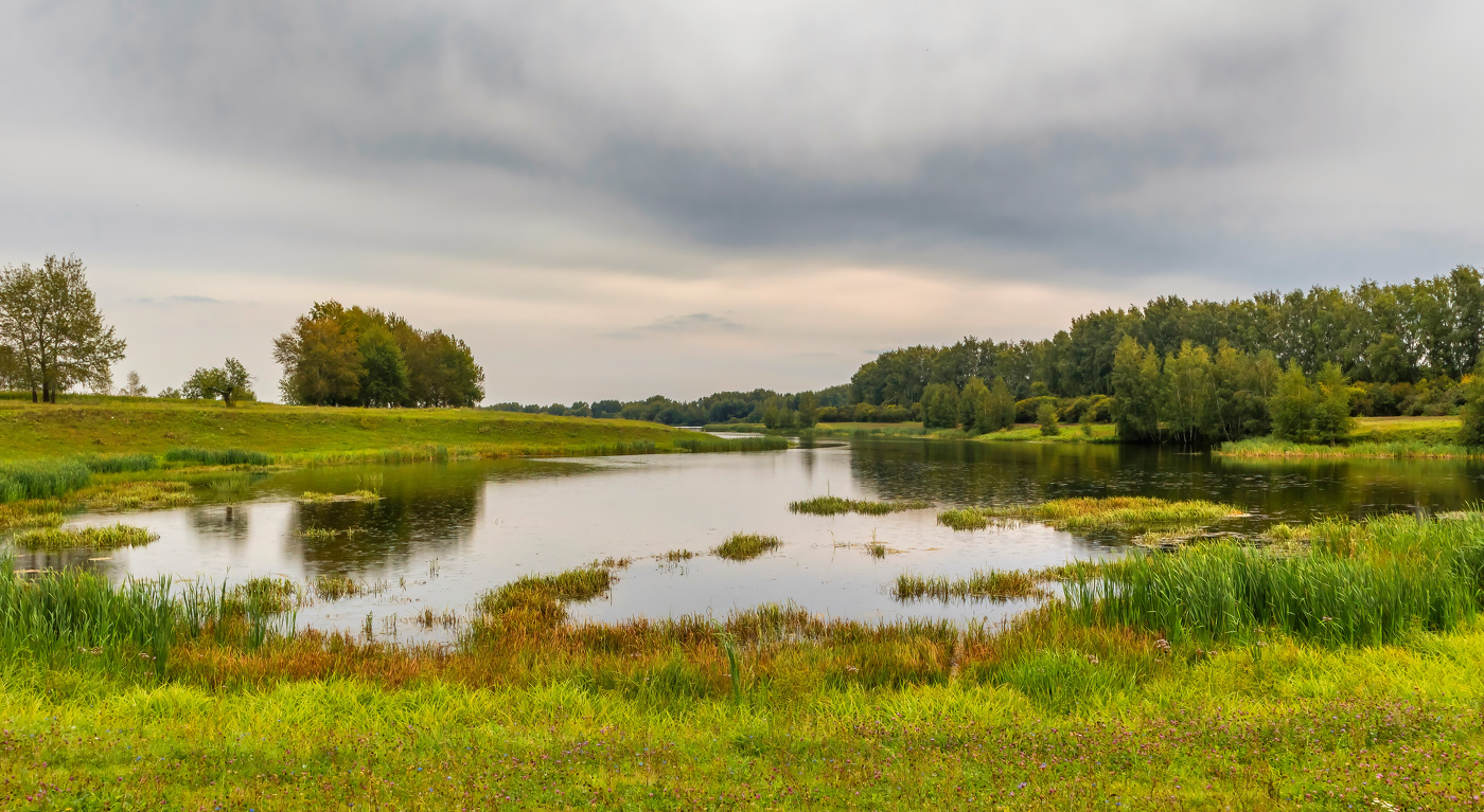 Лёгкий дождичек на озере.
