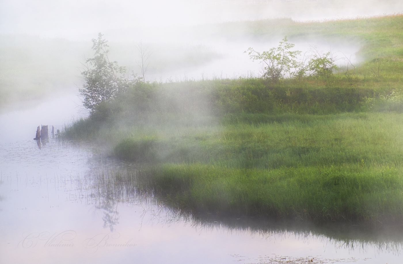 А над речкою туман.