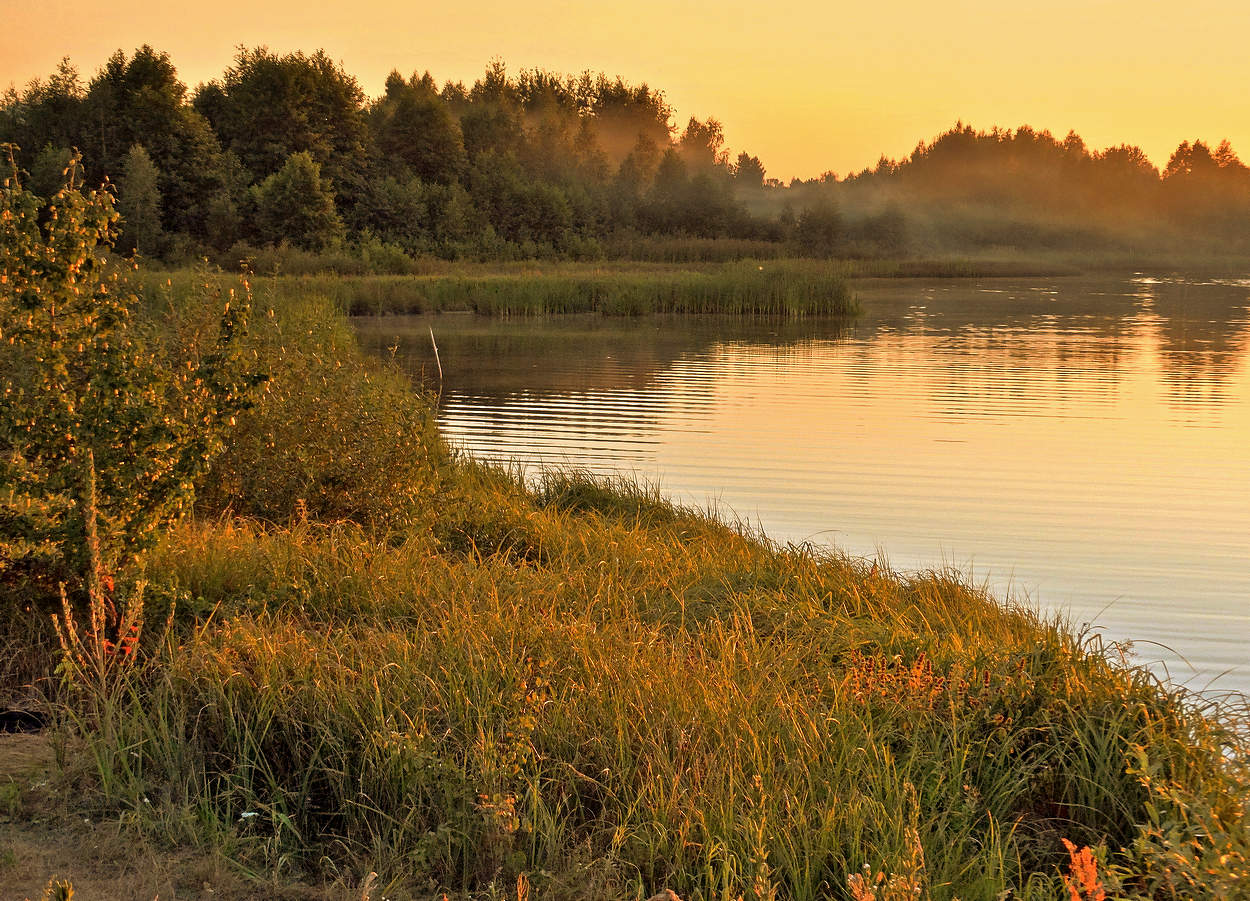 Жаркий летний вечер с туманом