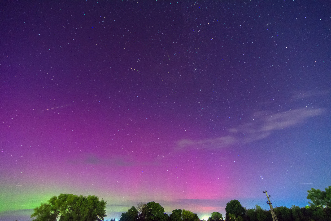 персеиды на фоне сияния