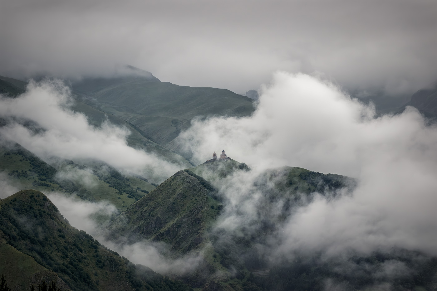 Gergeti Trinity Church In Clouds