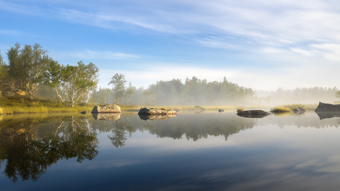 Август, утро