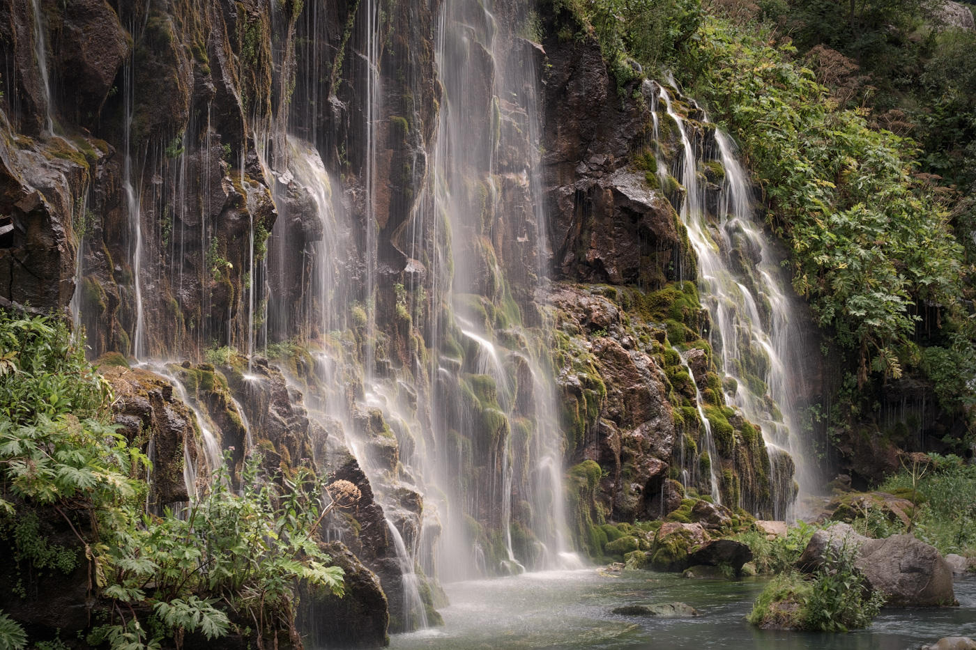 Waterfall In Sunny Day