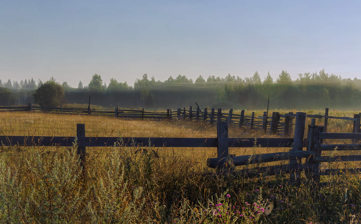 За околицей туманно