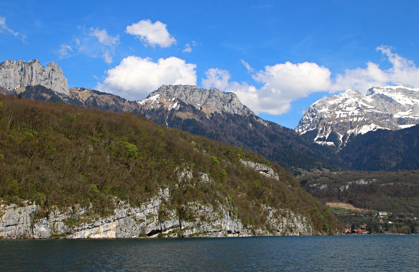 Вид на Альпы с озера Анси