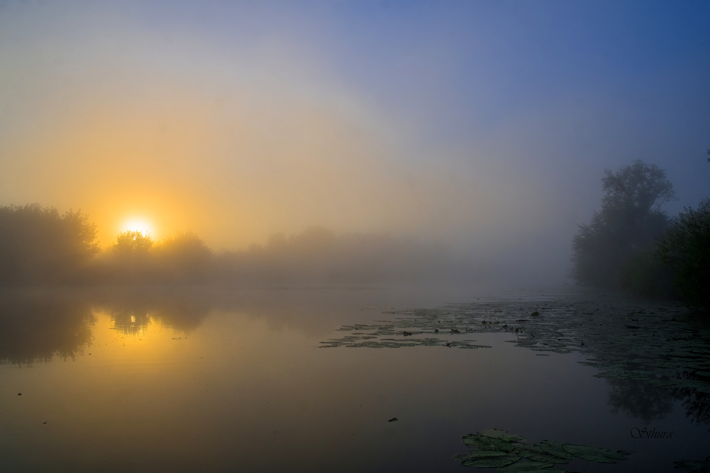 На восходе.