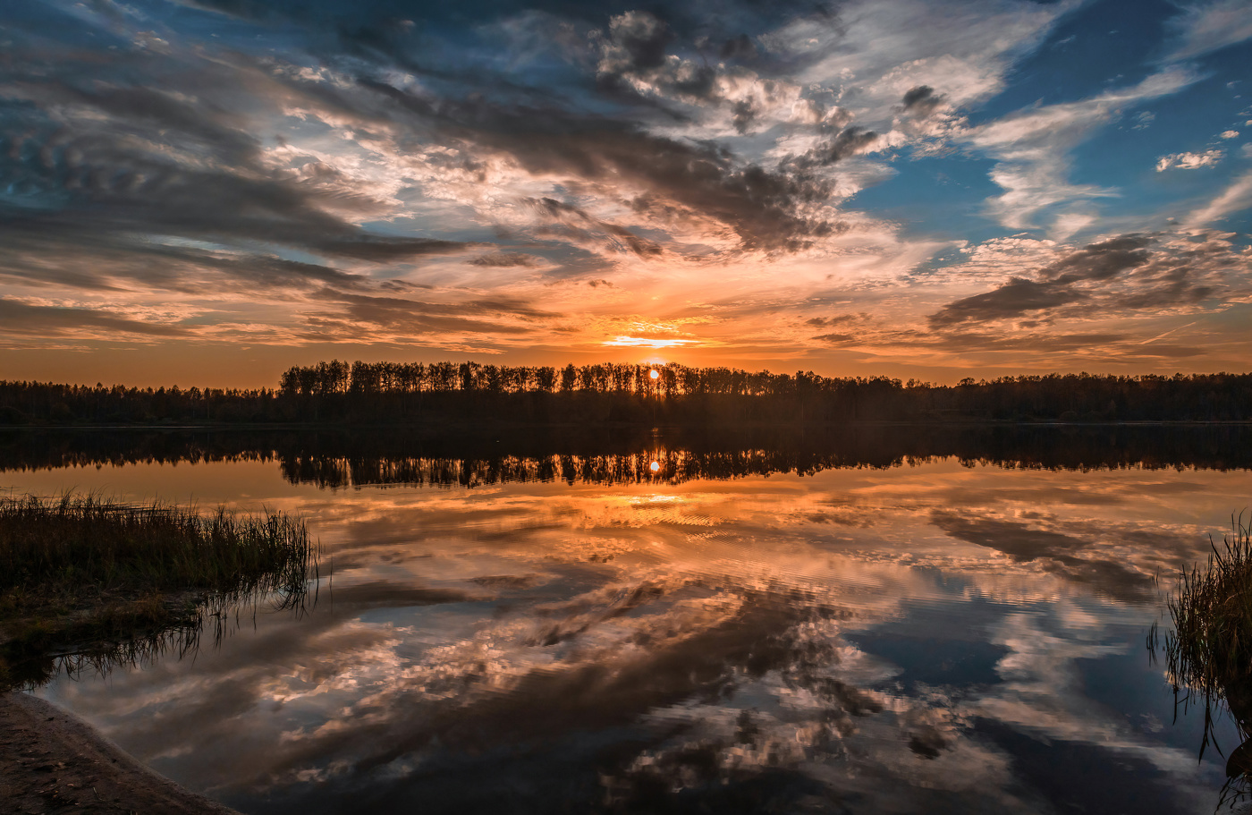 Осень, озеро, закат 2.