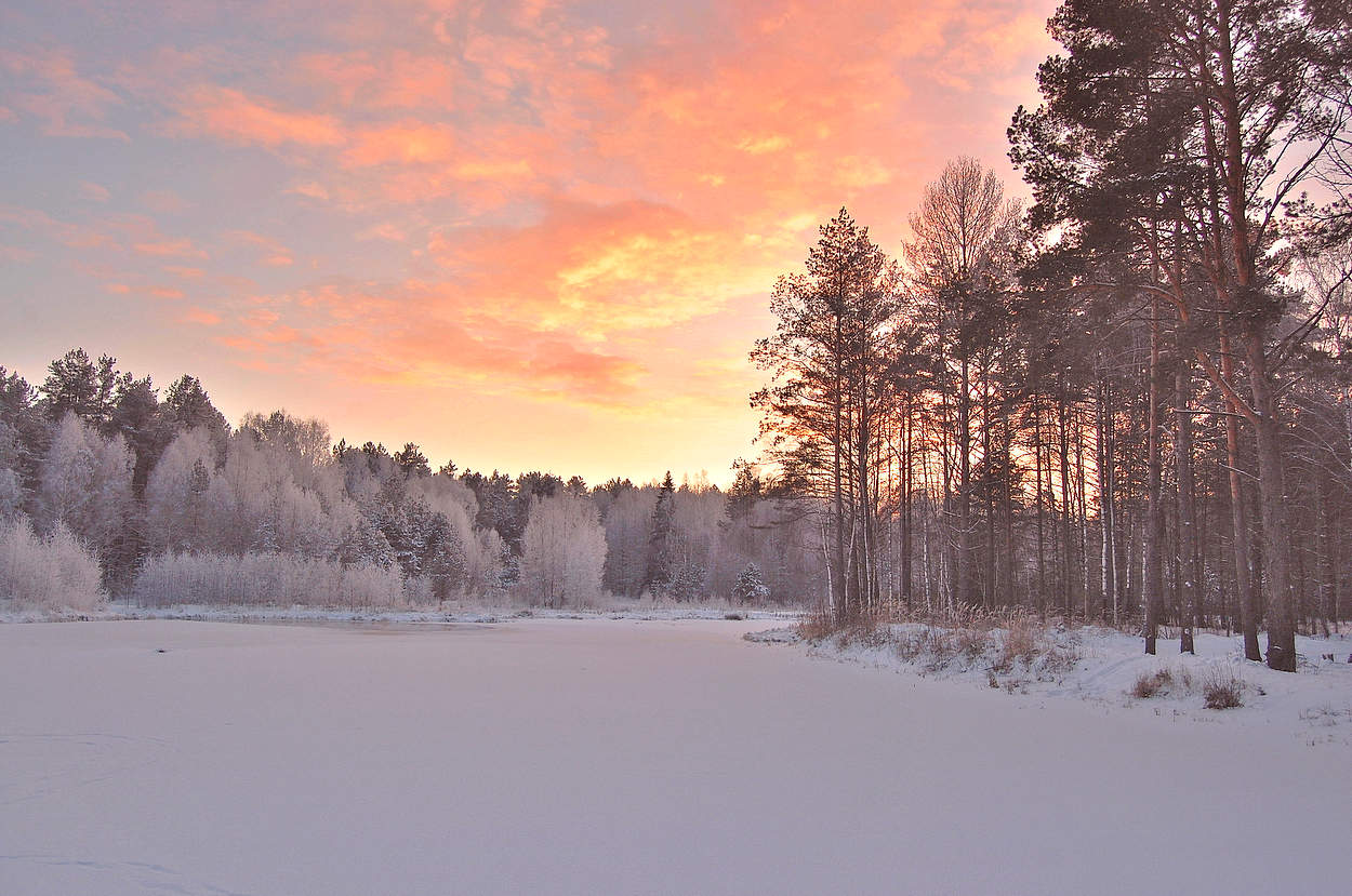 Зимний вечер на озере