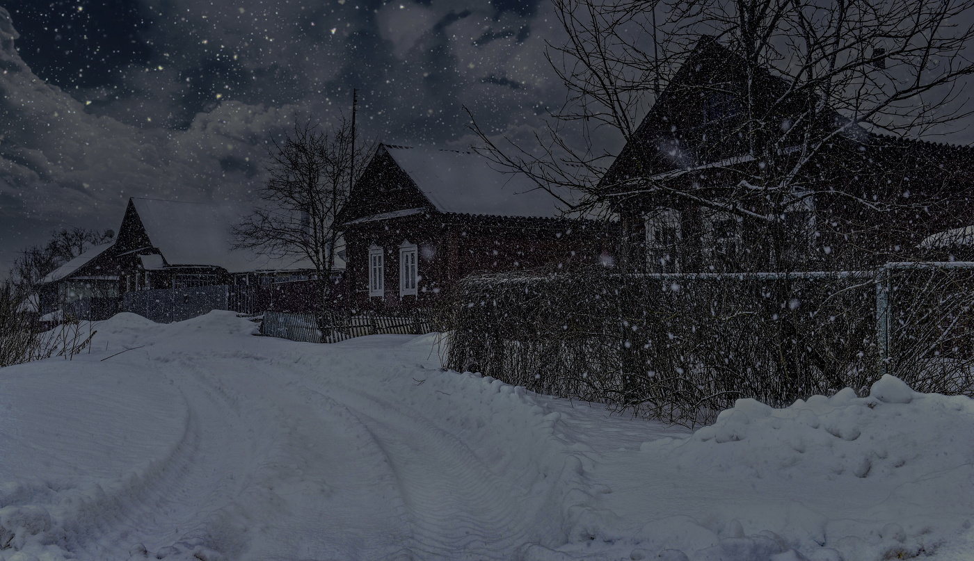 Перемышль. Вечерний снегопад.