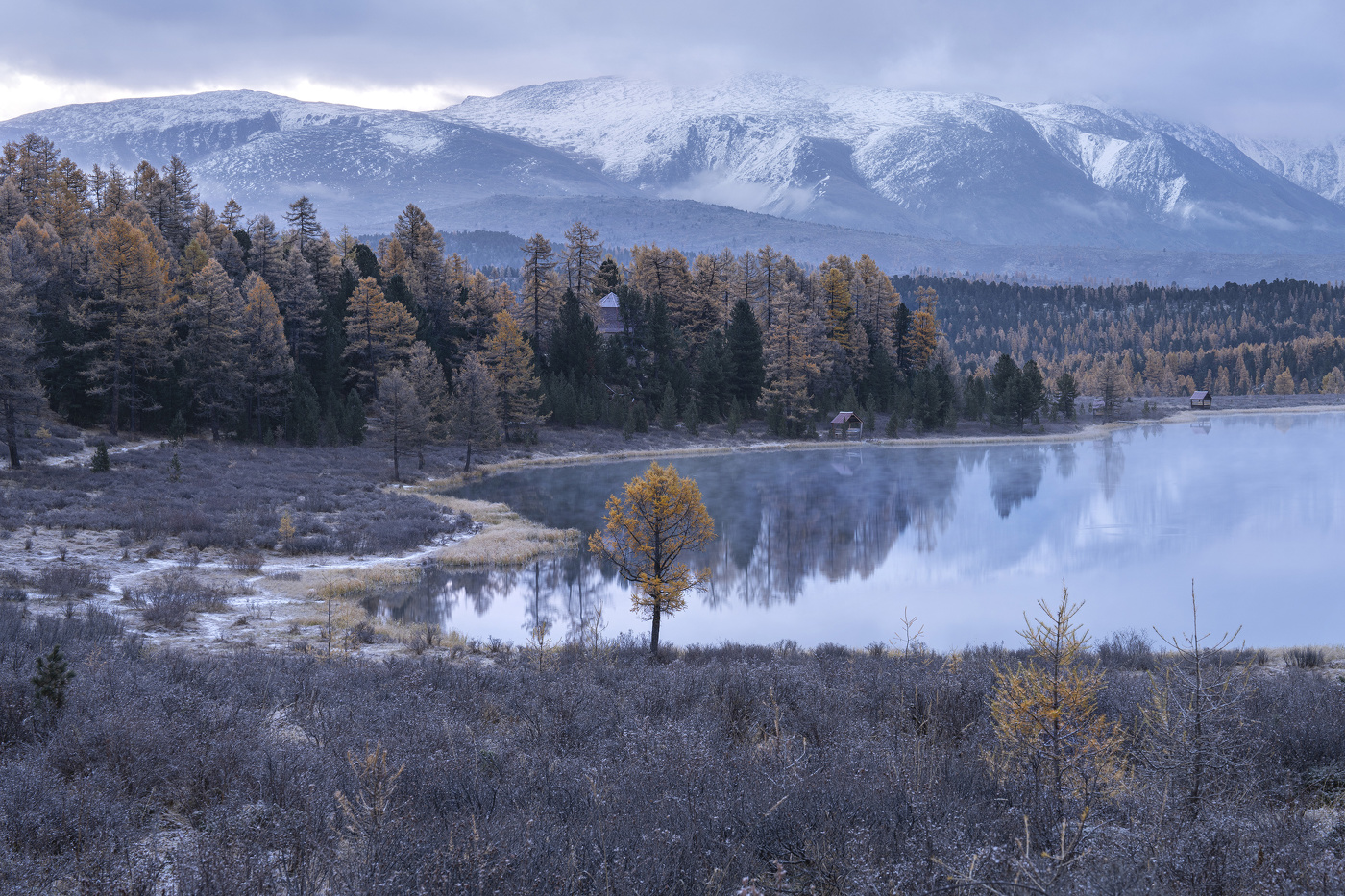 Морозное утро на озере Киделю