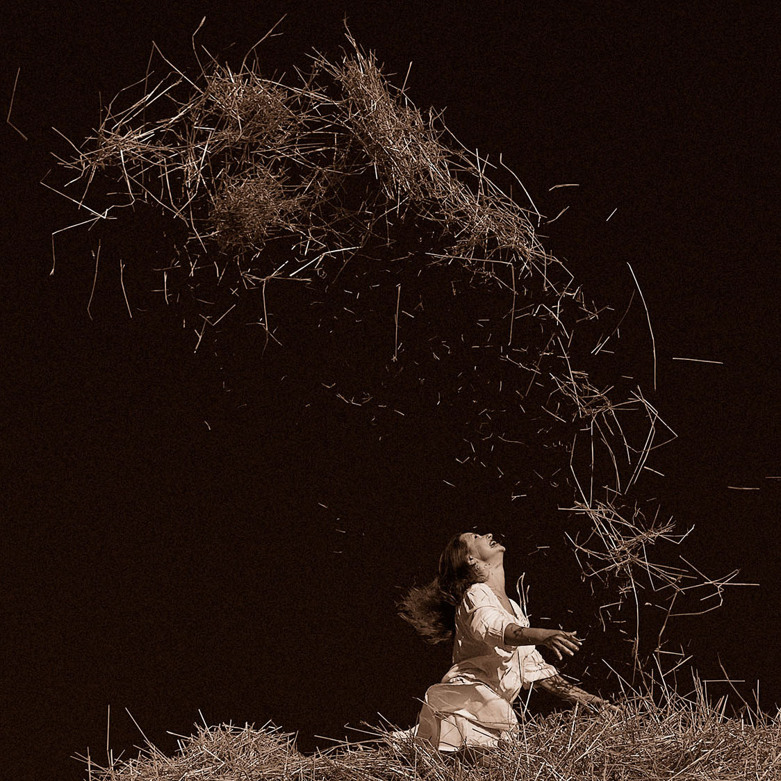 На сеновале.