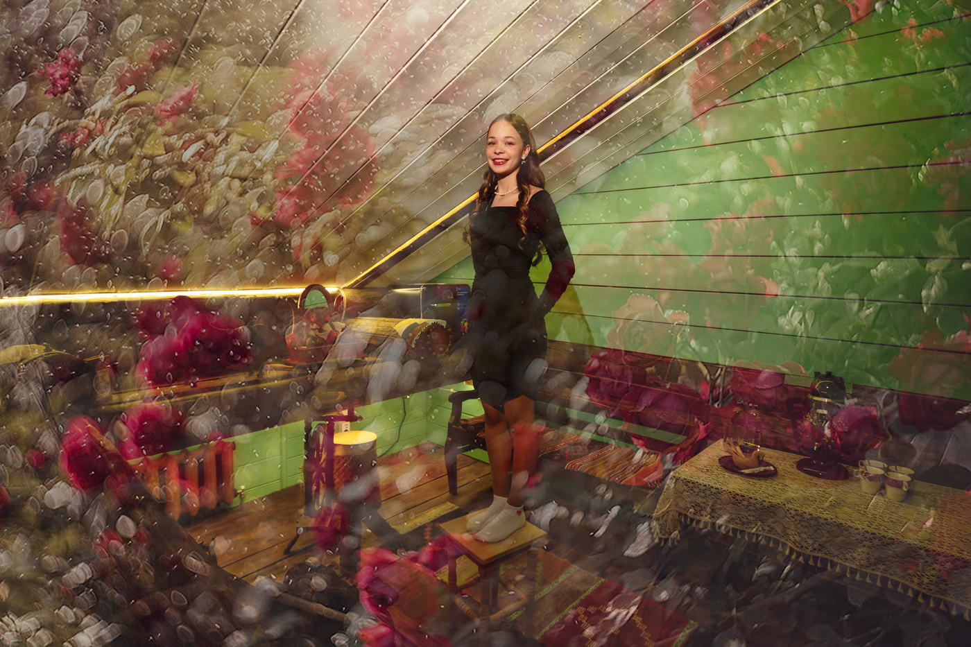 На табуретке