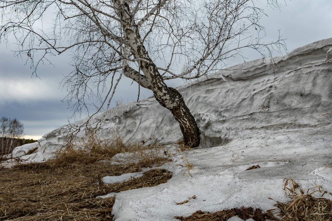 Мартовские сугробы у дороги