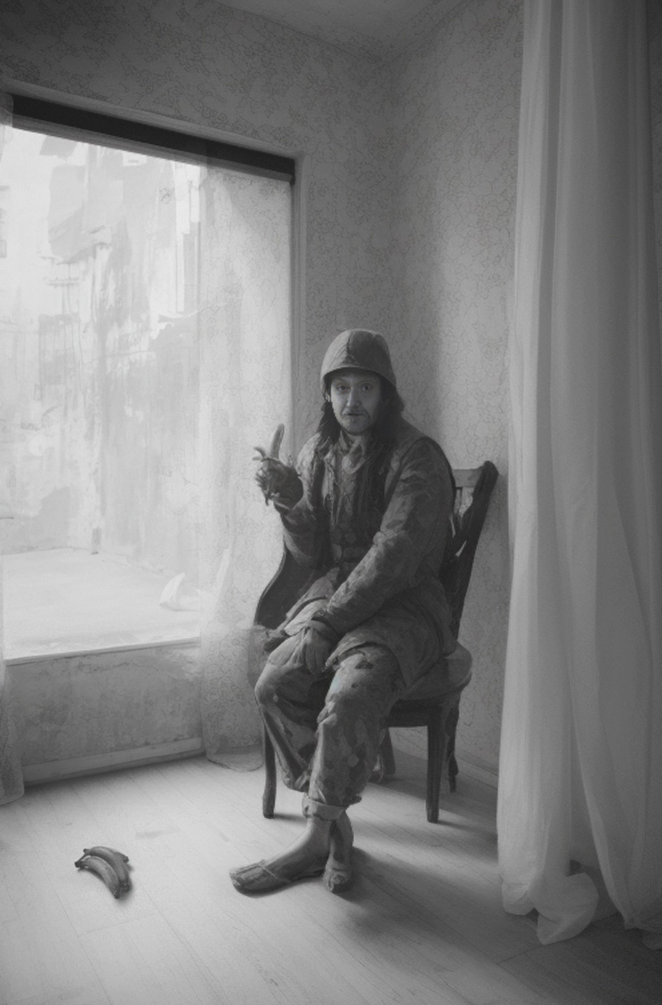 Портрет со связкой бананов