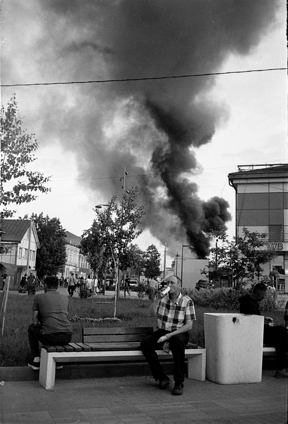 Пожар на городском базаре