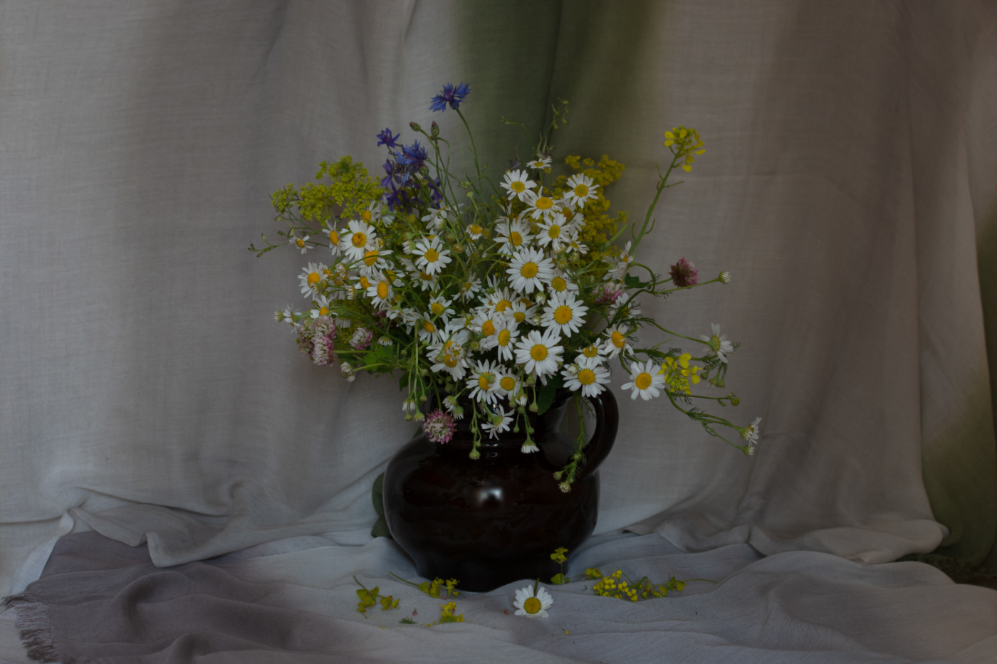 Натюрморт с полевыми цветами.