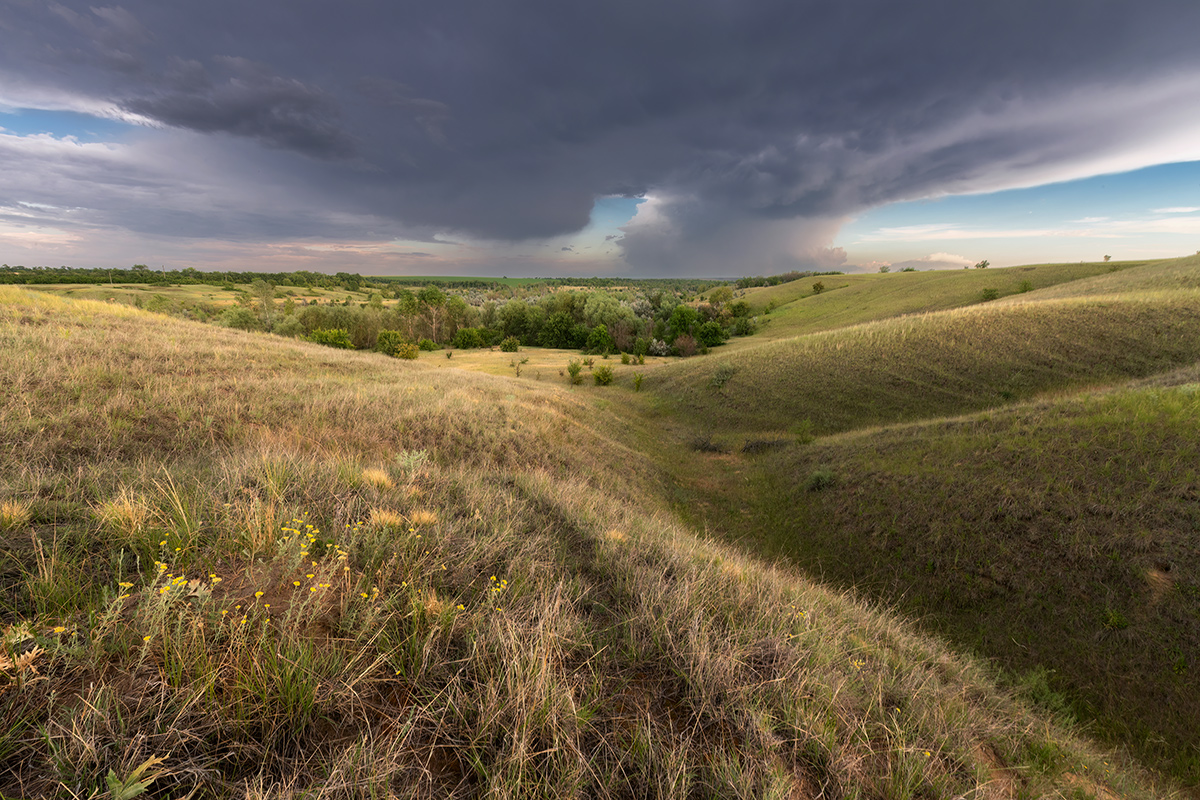 Сидя на красивом холме