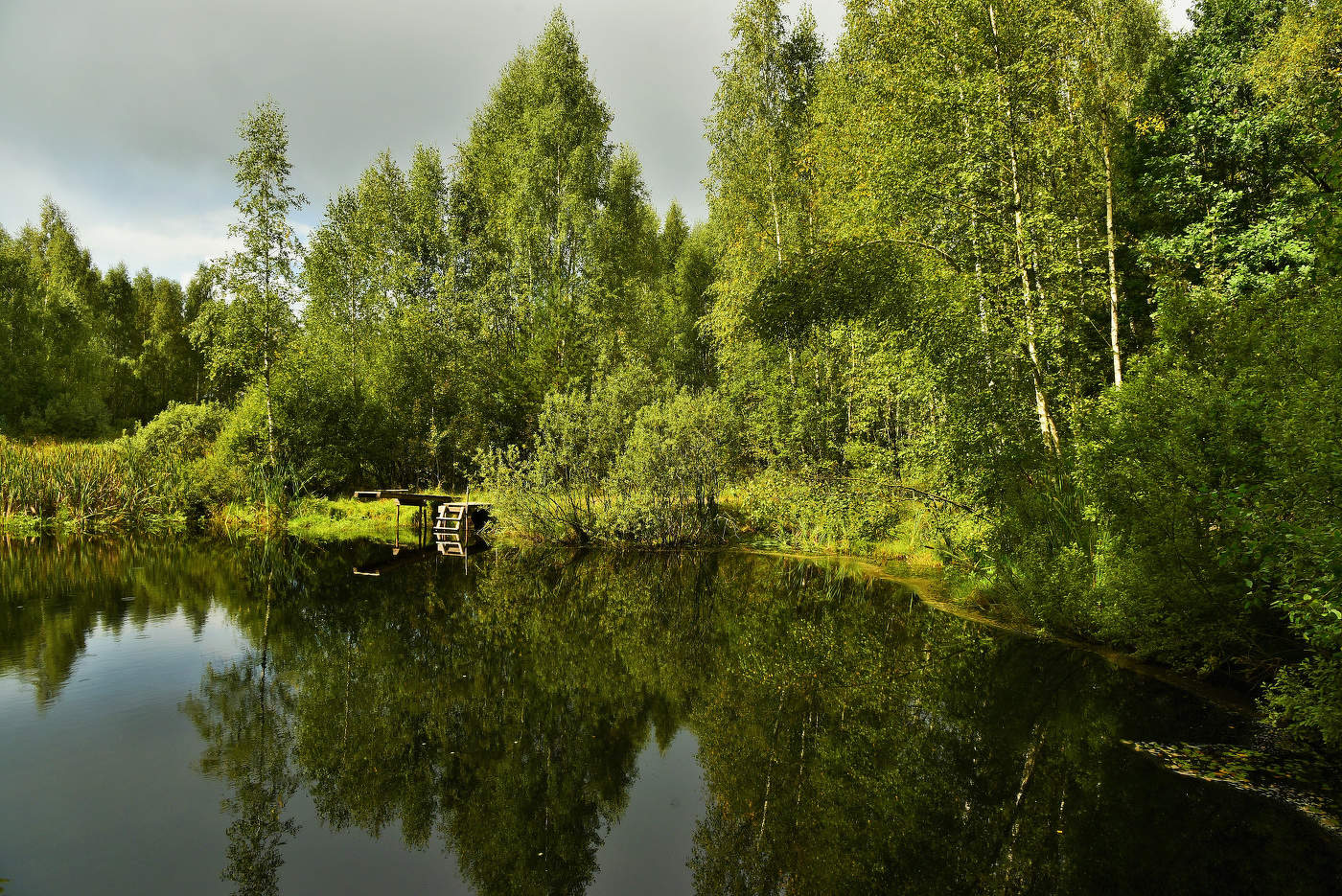 "Осенний пруд застыл в покое ..."