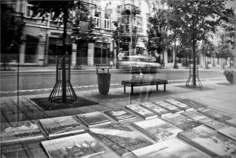 ...books on the sidewalk
