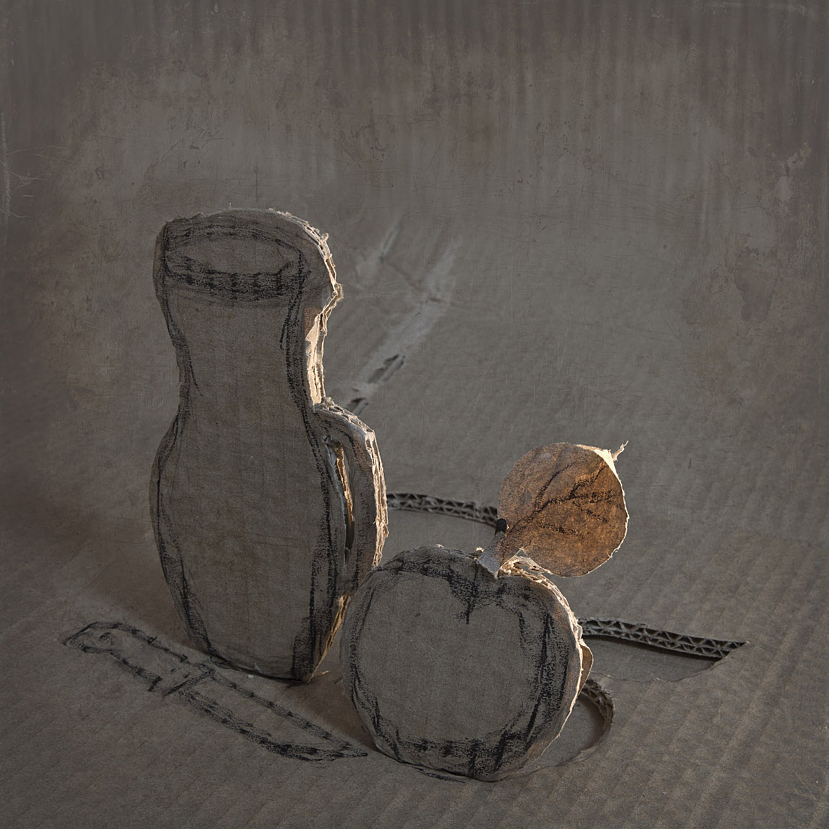 Натюрморт с кувшином и яблоком